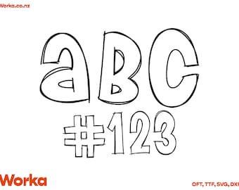 Digital Doodle Font - Letters with Transparent - Font File - oft, svg, ai, eps - Hand Drawn Alphabet Clipart Bundle - Letters and Numbers