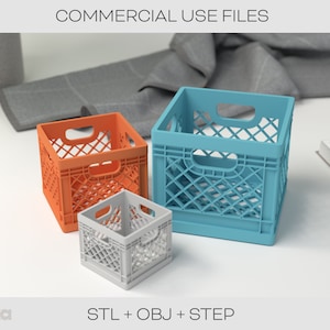 Mini Milk Crate 3d Print File - STL File - Mini Office Print