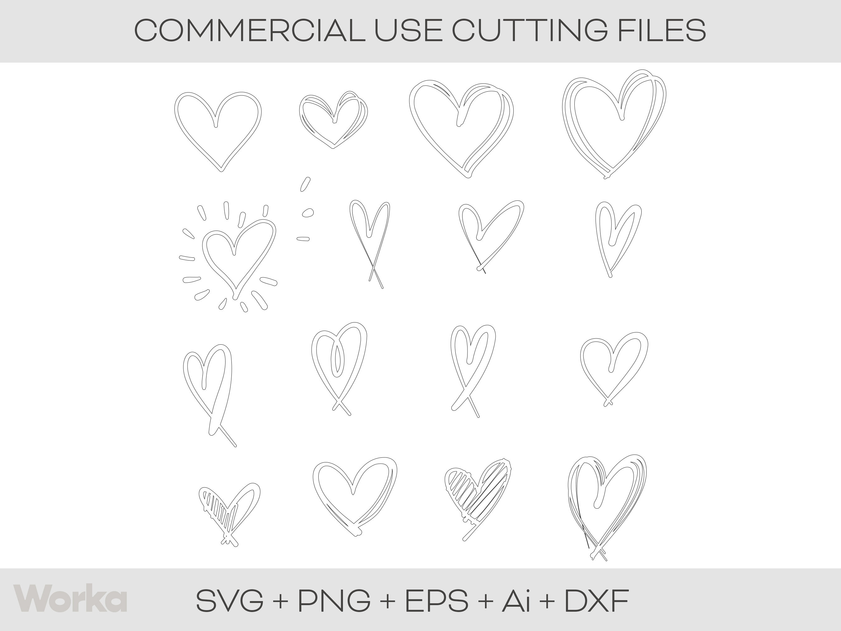 Heart SVG Bundle - Hand Drawn Heart SVG - Open Heart Svg - Doodle Heart ...