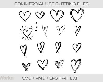Heart SVG Bundle - Hand Drawn Heart SVG - Open Heart svg - doodle heart svg - sketch - love svg - valentine svg - cricut - glowforge