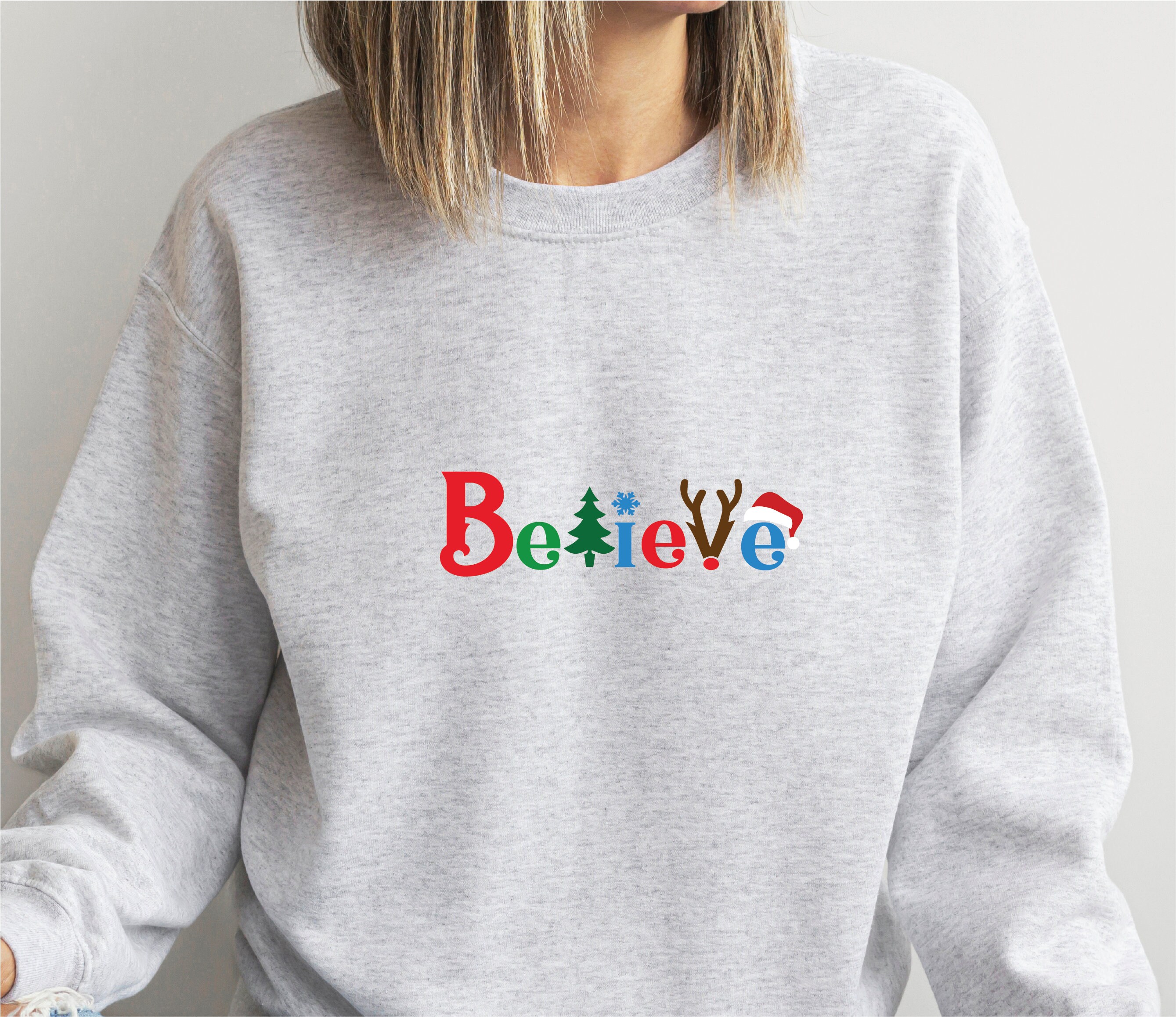 Blanche's Believe Christmas Sweatshirt – Women's Lightweight Holiday Long Sleeve Top (Merry Christmas)