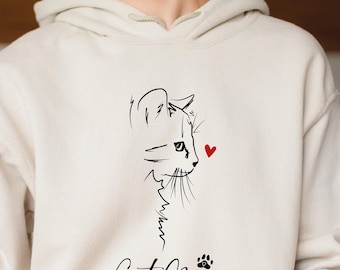 Cat Mum Hoodie, Cat Lover Gift, Unisex Cotton Blend