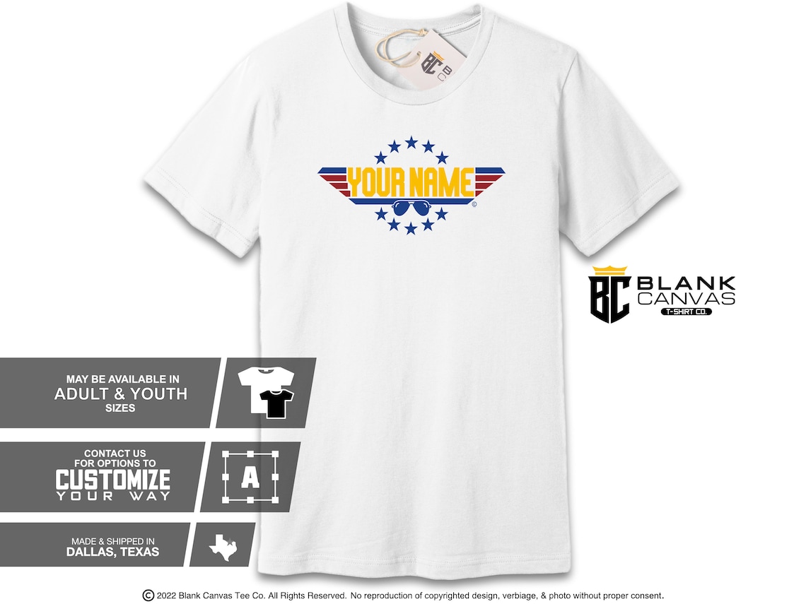 Custom Top Gun Inspired Tshirt for Him Her Personalized Top Etsy