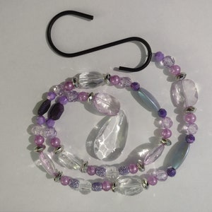 Purple Boho Bead Strand – Lamp Bling with S Hook – Hanging Beaded Ornament for Floor Lamps, Mirrors, Plants