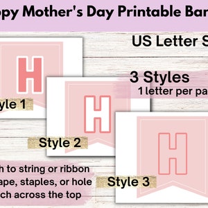 Happy Mother's Day Pink Printable Banner With Daisies, DIY Mothers Day ...