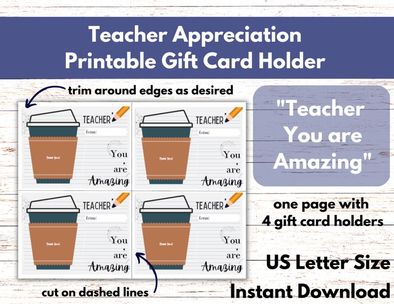 Teacher Appreciation Gift Card Holder, Teacher Gift Card Holder ...