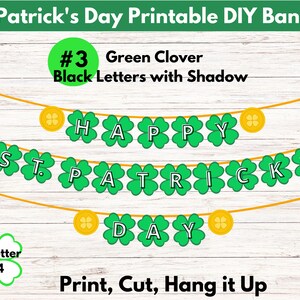 Happy St Patricks Day Shamrock Printable Banner, St Patricks Day Photo Prop, St Pattys Day Printable Party Decor, Classroom Decoration