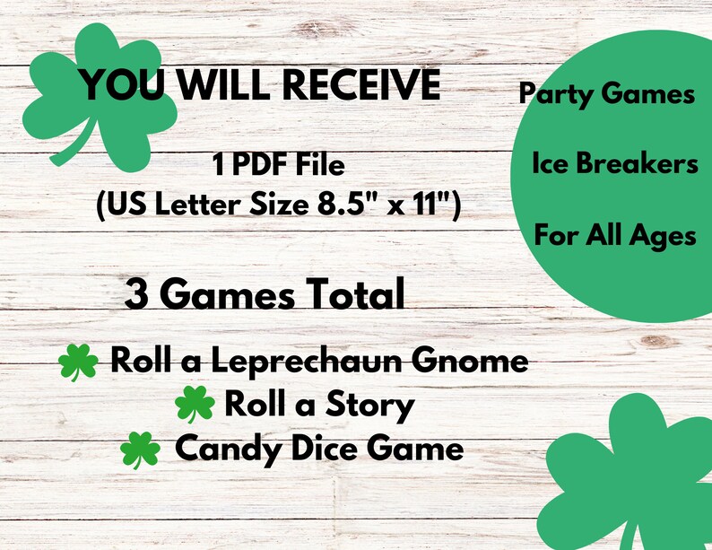 St Patricks Day Dice Games Bundle, Roll a Leprechaun Gnome, Roll a ...