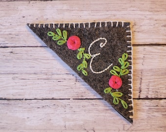 Initial embroidered bookmark