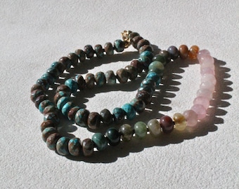 Multi gemstone hand-knotted necklace nature color inspired candystone necklace