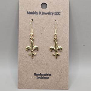 Gold Fleur de Lis Handmade Dangle Earring