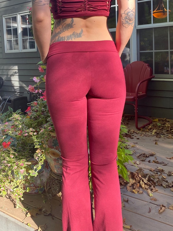 Braided Maroon Bells L // Bell Bottoms Yoga Pants Set // Slitweave Bottoms  // Flare Leggings 