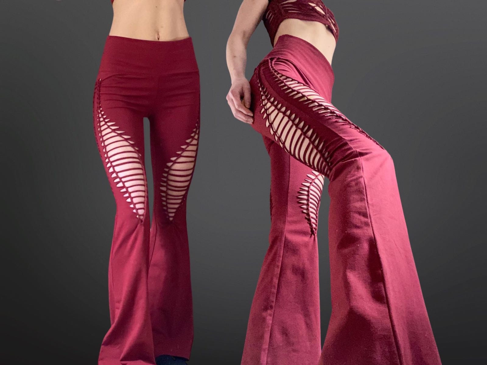 Red Flared Yoga Pants