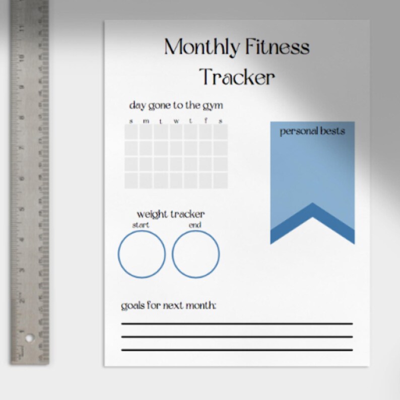 Monthly Fitness Tracker Printable and Downloadable Etsy Canada