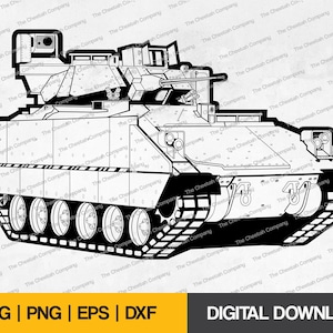 M2A2 Bradley SVG | Military Vehicle SVG | Army Tank Vector | War Machine Clipart | Cricut & Silhouette Compatible | Svg, Png, Eps, Dxf