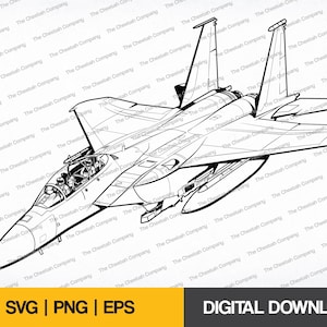 F-15 Eagle SVG / Archivo láser vectorial / Svg, Png, Eps / Vector de avión de combate F-15 / Archivo de corte vectorial, Láser, Grabado, Archivo de corte, Cricut, Impresión