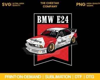 BMW E24 JDM Car Art, Vector svg, png (Digital Download)