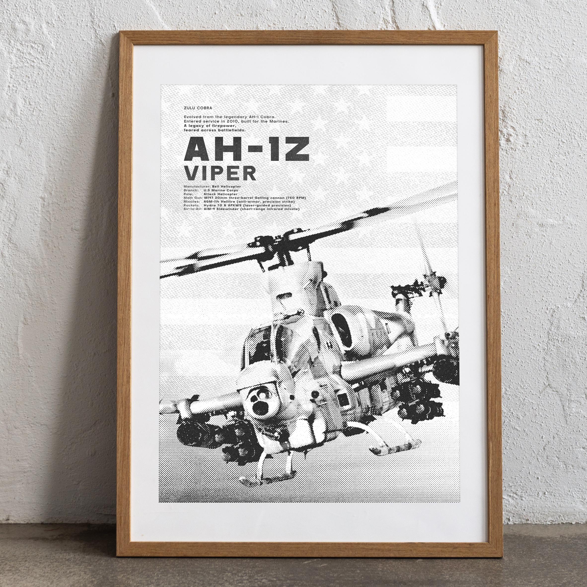 AH-1Z Viper Poster | Military Wall Art, Veteran Gift (digital