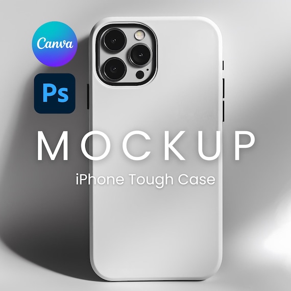 iPhone Case Mockup, Soft Shadow Effect, Canva PNG, Smart Object Layers, Phone Cover Mockup