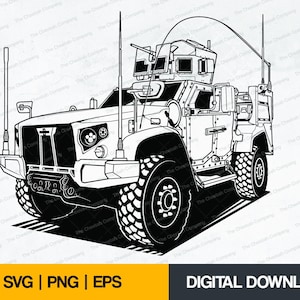Military Truck JLTV SVG, Vector Drawing, Army Vehicle Clipart, Tactical Vehicle Cut File, Laser Cut File, Digital Download, Svg, Png, Eps