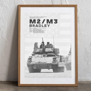 M2 Bradley Tank Poster | Military Wall Art, Vintage Military Decor, War History Gift, US Army Artwork, Veteran Gift | Version 2