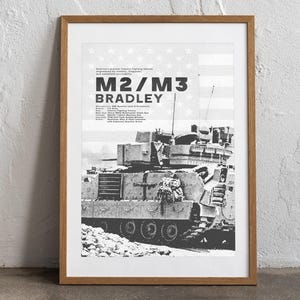 M2 Bradley Wall Art | Military Tank Art, Vintage Military Decor, War History Gift, US Army Artwork, Veteran Gift | M2/M3 Bradley | V1