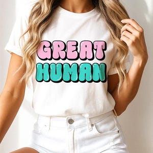 Tolle menschliche SVG | Retro Bubble Letter, positives Zitat-Shirt-Design, Groovy Kawaii-Text, bearbeitbare Canva SVG, svg, Png, Dxf Digital Download