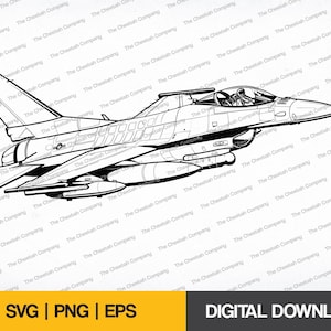 F-16 Fighter Jet Full SVG | Vector Laser File | F16 Fighter Full Side View | Vector Military Aircraft, Svg, Png, Eps, Digital Download