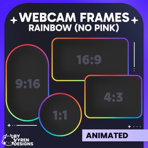 ANIMATED Rainbow Simple Webcam Frames Pack for streaming on Twitch & YouTube | Bright Gradient, Webcam Border, Overlays, Stream Layout
