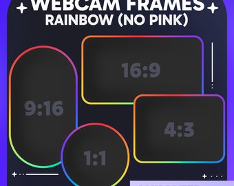 ANIMATED Rainbow Simple Webcam Frames Pack for streaming on Twitch & YouTube | Bright Gradient, Webcam Border, Overlays, Stream Layout