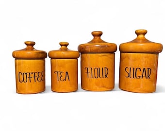 Conjunto de 4 potes de cerâmica Vintage Holiday Designs com tampa em formato de cogumelo e detalhes dourados (MCM) H4019