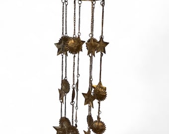 Gouden hemelse zon maan sterren windgong 32" glazen kraal kegelbel Boho grillige donkere Academia Home decor tuin kunst cadeau