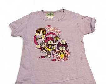 Vintage 1983 Cabbage Patch Kids Purple Baby Tee Sz 6 Retro TShirt I Love Kooosas
