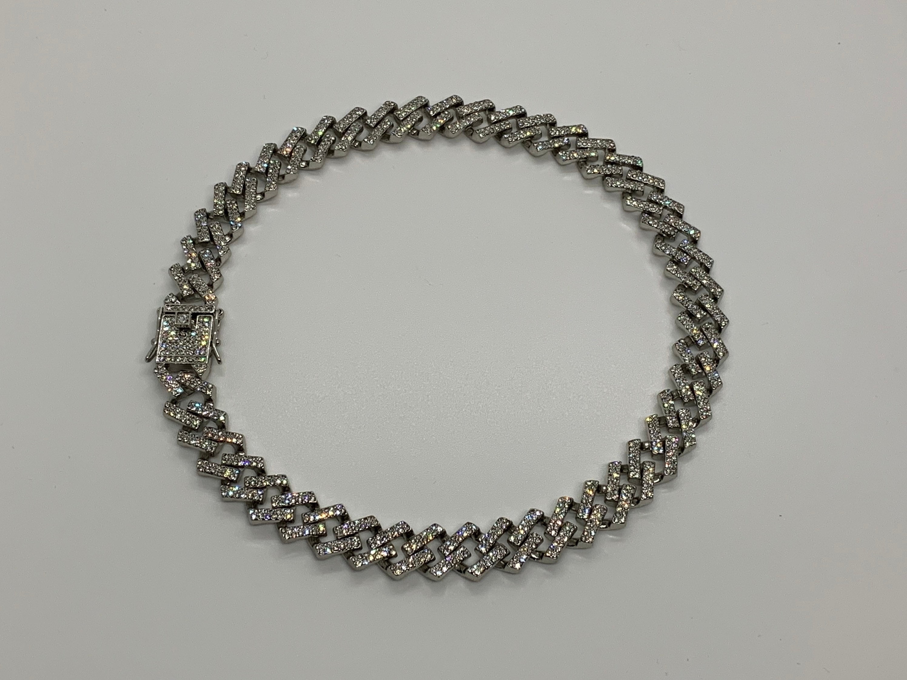 14k White Gold Plated CZ 13mm Prong Cuban Link Chains 18”Iced out Premium Choker Necklace Box Clasp