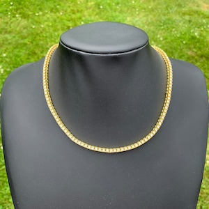 14k Gold Plated Tennis Chain Necklace 18” 3mm 4mm Men’s Women’s Iced Out Necklace