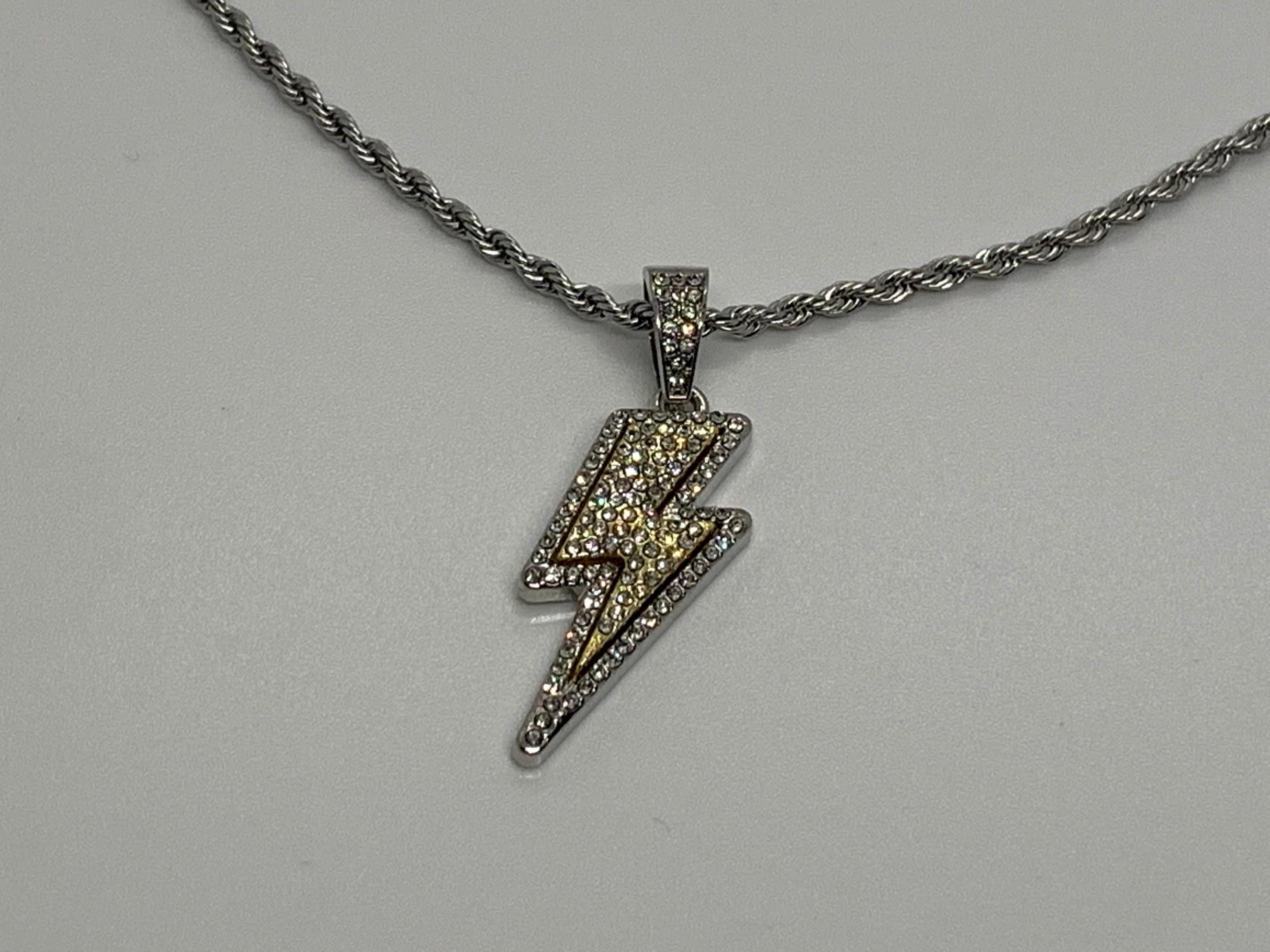 Hip Hop - Colgante De Tiburón Chapado En Oro Blanco Helado Y Cadena De Cuerda De 0.157 In 24 Pulgadas, Collar De Moda Brillante, Chapado En Oro, Diamante De Laboratorio