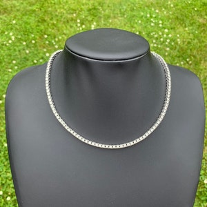 14k White Gold Plated Iced Tennis Chain Necklace 18” 3mm 4mm Men’s Women’s Iced Out Necklace