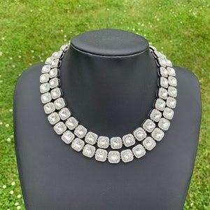 14k White Gold Plated Baguette Link Chain Necklace 12mm 18” 20” Men’s Women’s Premium
