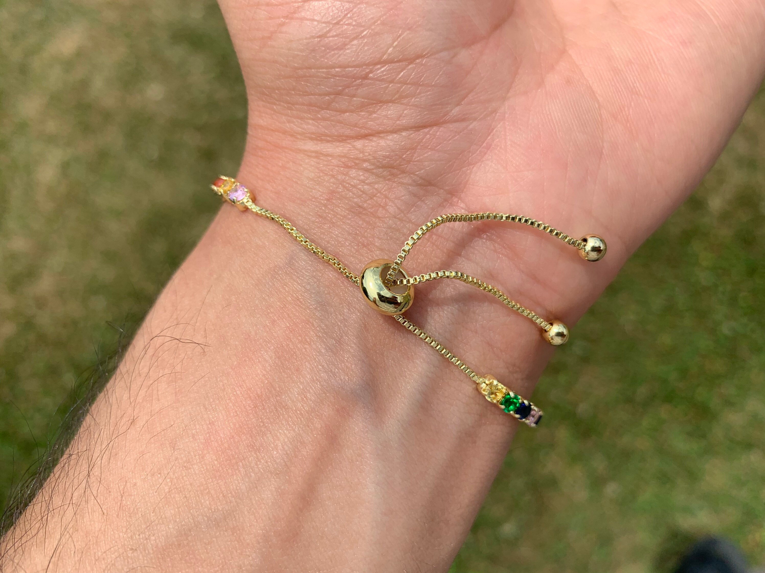 Bracciale tennis classico placcato oro 14 K con zirconia