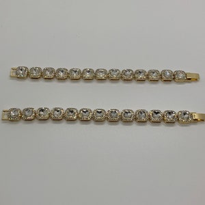 14k Gold Plated Baguette Prong Cuban Link Bracelet 13mm 8” Premium Bracelet