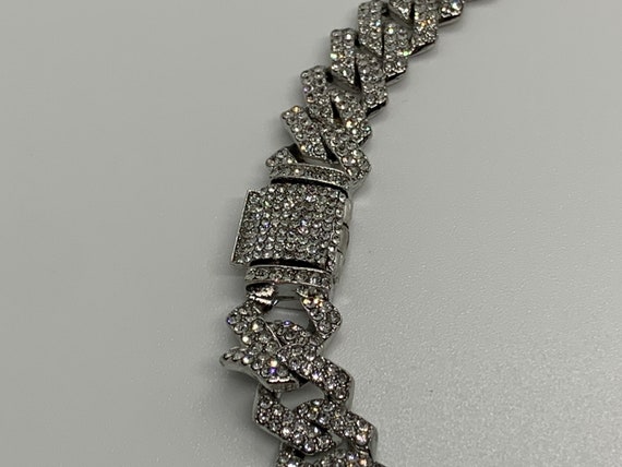 8MM - Cuban Iced Link Chain CZ Out Necklace Gold Plated Stainless Steel