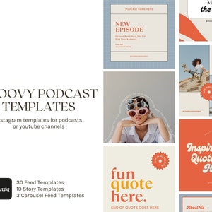 Groovy Podcast Instagram Templates: Retro Canva Design (Digital Download)