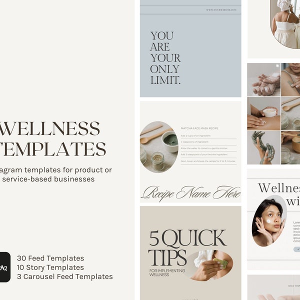 Minimal Neutral Wellness Social Media Template Kit | Minimalist | Neutral | Canva Instagram Templates | Graphic Design Instagram Templates