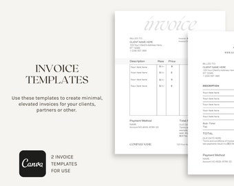 Small Business Invoice Template: Minimalist Canva Design (Two Options)