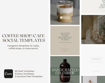 Coffee Shop Instagram Templates: Minimalist Cafe Social Media (Canva)