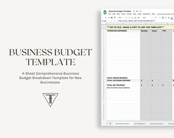 Business Budget Template: Financial Overview in Google Sheets (Digital Download)