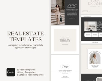 Real Estate Instagram Templates: Neutral Minimalist Design (Canva)