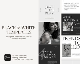 Minimalist Modern Social Media Template | Template Kit | Black & White Graphic Design | Canva Instagram Templates