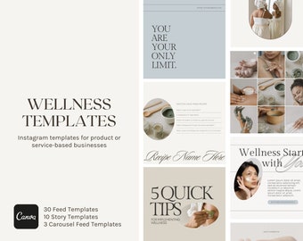 Neutral Wellness Instagram Templates: Minimalist Canva Kit (Digital Download)