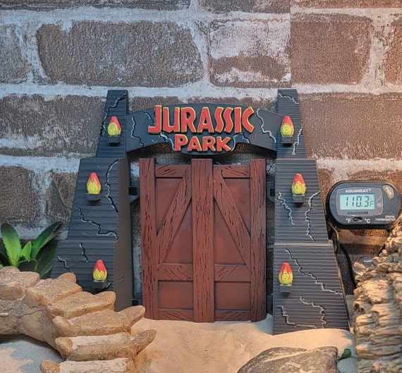 Jurassic Park Dinosaur Gate Terrarium Decor | Reptile Tank Diorama